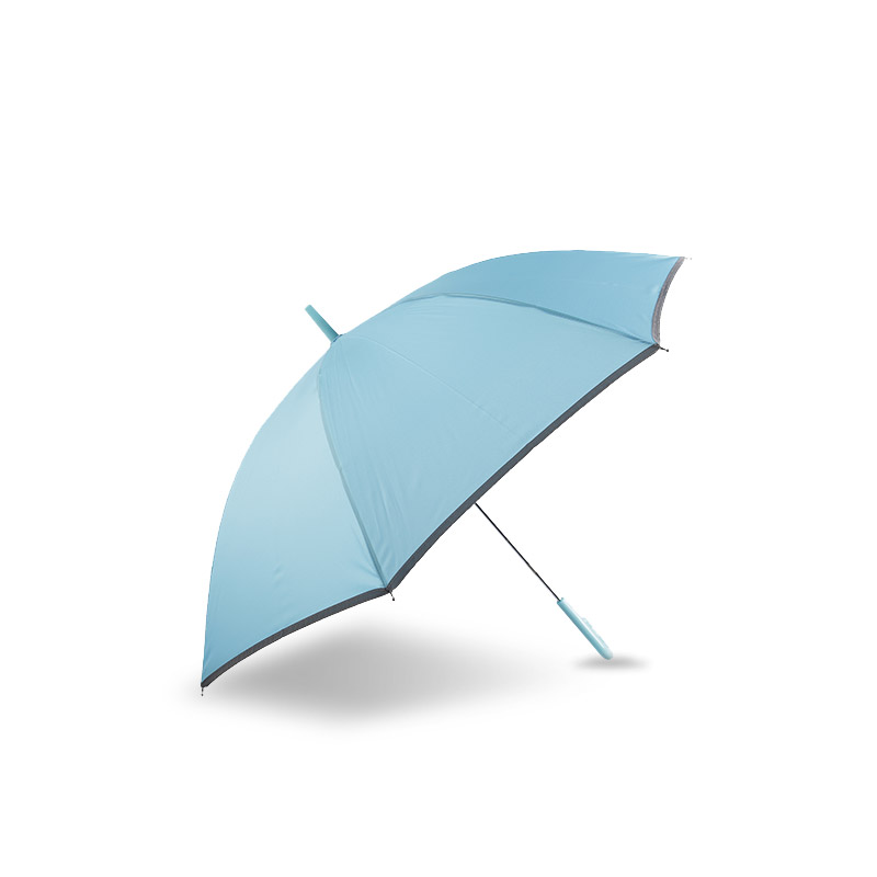 Маленький свежий светло-голубой эпонж со светоотражающей полосой Прямой зонт-0E6B0037