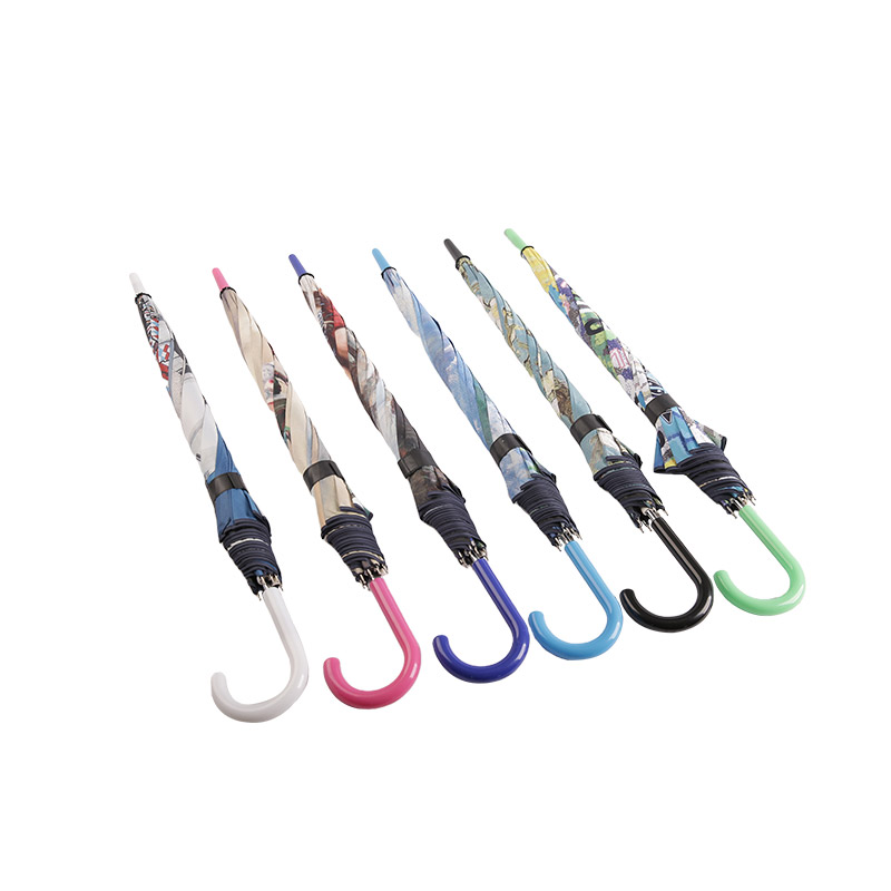 Печать пейзажной живописи Pongee с прямым зонтом с черным покрытием-0E6B0080