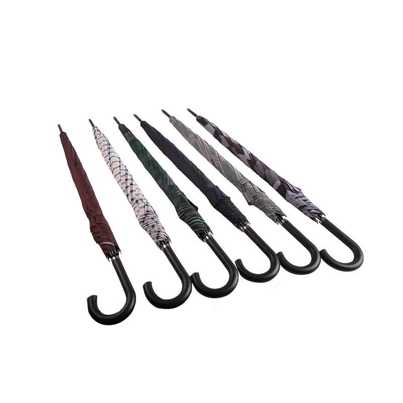 Зонт Dark Grey Checkered Pongee Straight-0E6B0351