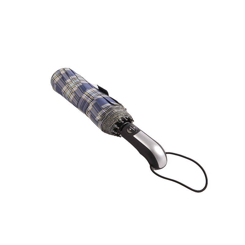 Темно-полосатый клетчатый эпонж Тройной зонт-0E6B0533